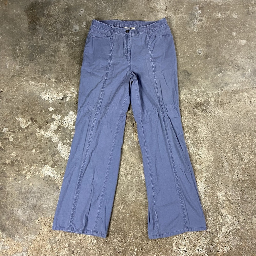 Vintage L.L. Bean Canvas Pants Women's Size 12 (M Tall) Blue Straight Flared Leg